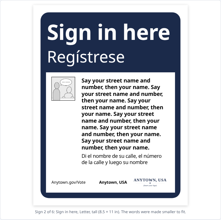 A sign with a long paragraph made smaller to fit, and the note under the preview
